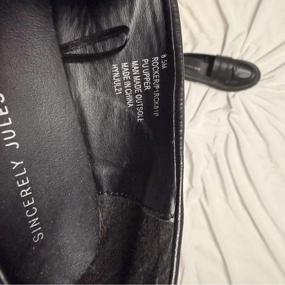 Sincerely Jules Rocker Lug Sole Penny Loafer Black 8.5 Dark Academia Chunky Chic - Picture 7 of 7